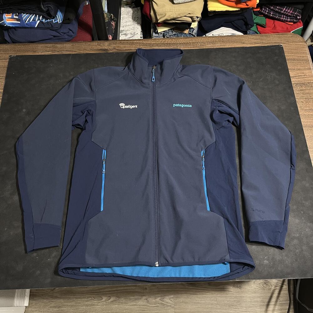Patagonia R1 Jacket Mens Medium Blue Polartec Windbloc Softshell Full Zip 83450